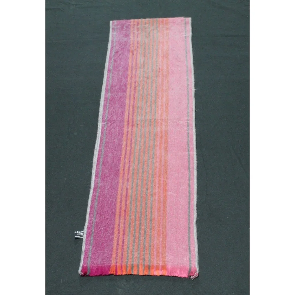 Shupaca Alpaca Wool Scarf Pink Gray Orange Striped Handmade Wrap Ecuador